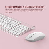 Clavier et souris sans fil, Ultra-Slim AZERTY, Silencieux Ergonomique