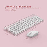 Clavier et souris sans fil, Ultra-Slim AZERTY, Silencieux Ergonomique