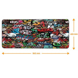 Tapis de souris Graffiti - Bureautique et Gaming - Antidérapant - XXL