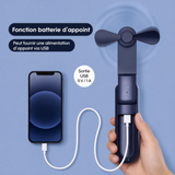 Mini ventilateur portable 2000 mAh USB rechargeable – 3 vitesses