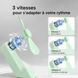 Mini ventilateur portable 2000 mAh USB rechargeable – 3 vitesses